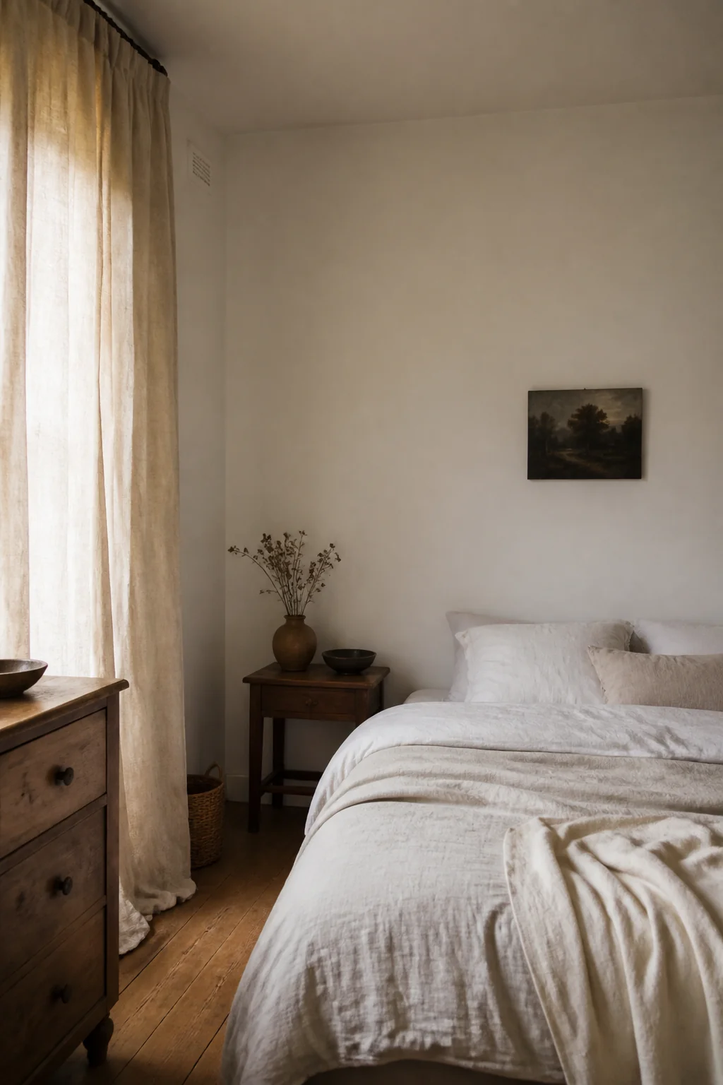 Lightweight linen curtains in natural