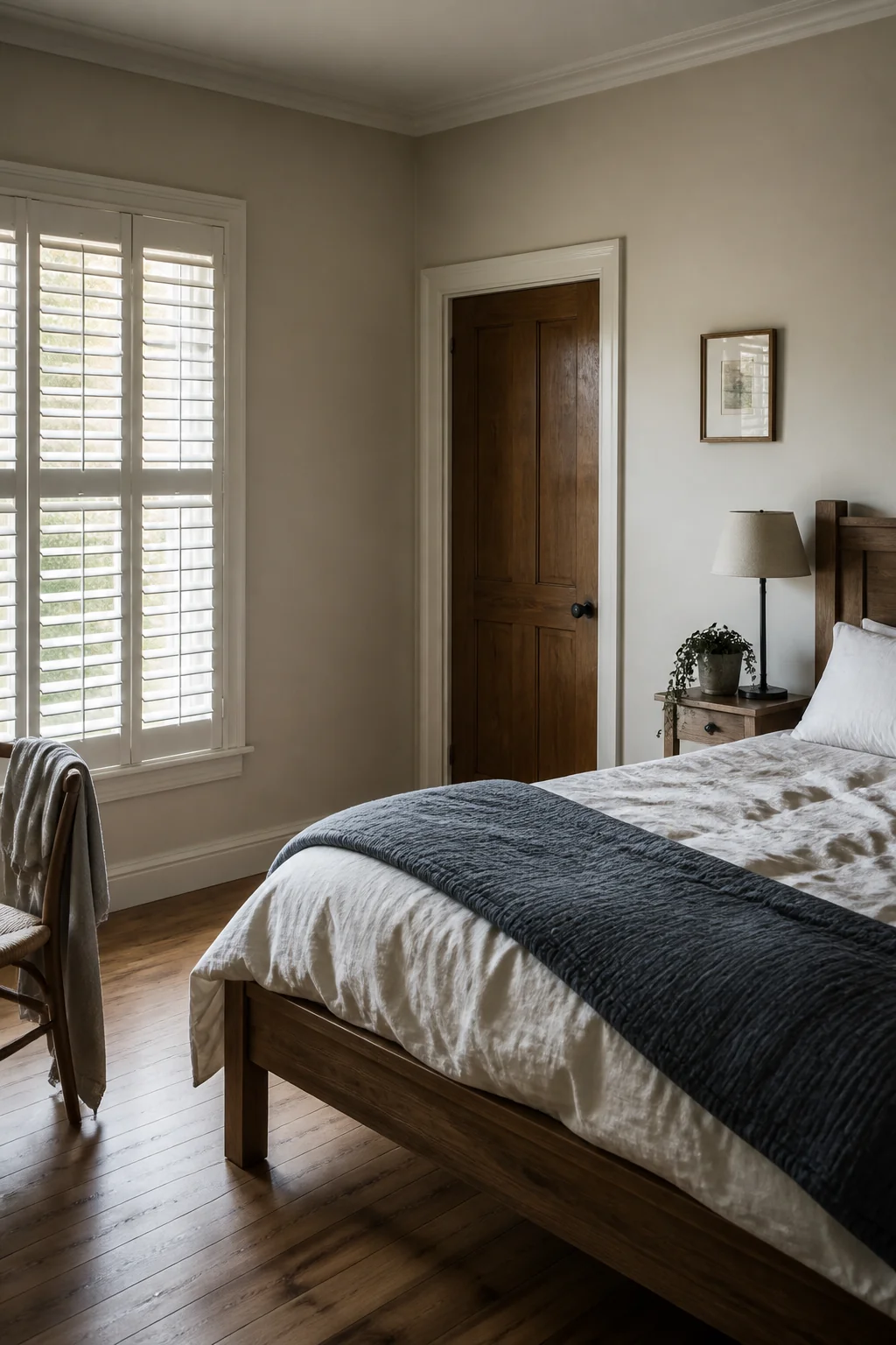 Plantation shutters in white or natural wood