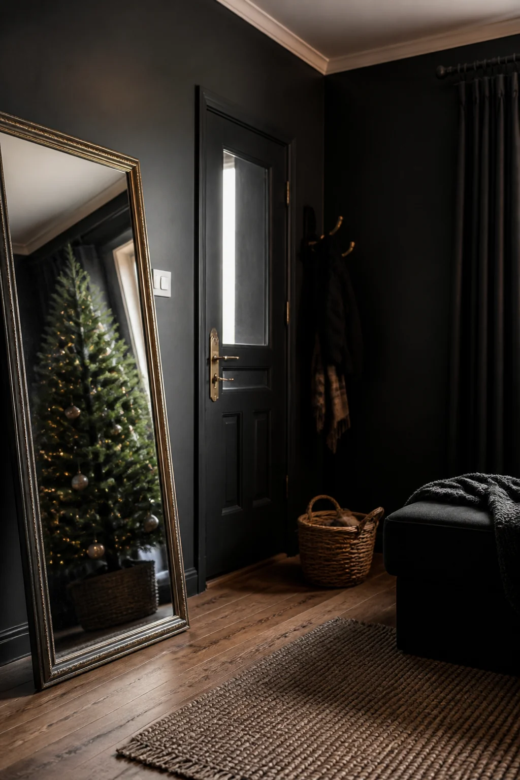Reflect the tree in a leaning floor mirror