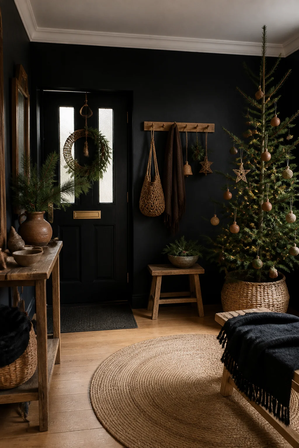 Hang wood, rattan and terracotta ornaments
