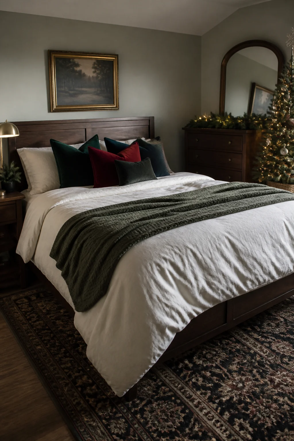 Add velvet pillows in jewel tones
