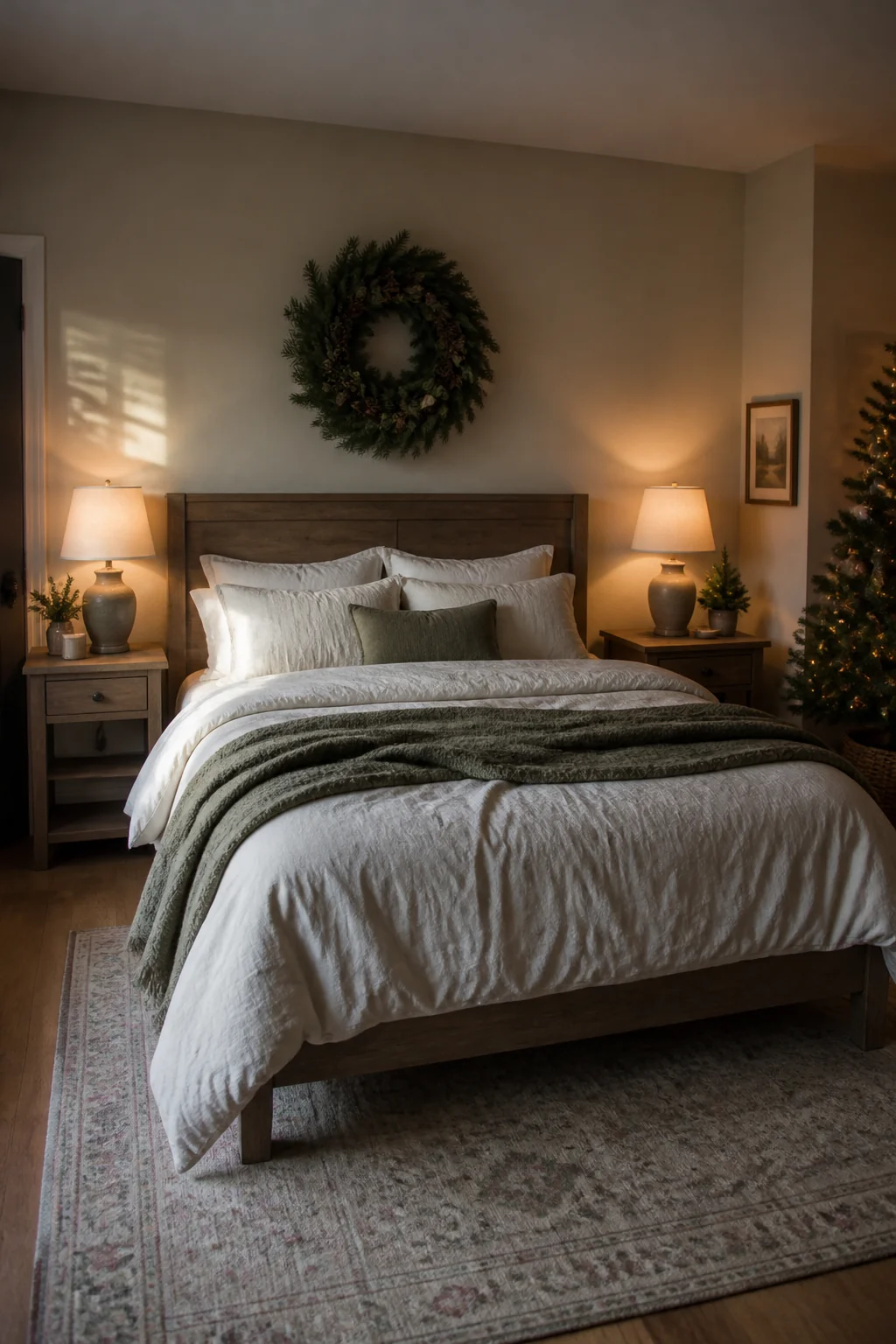 Swap in warm 2700K lamps on each nightstand