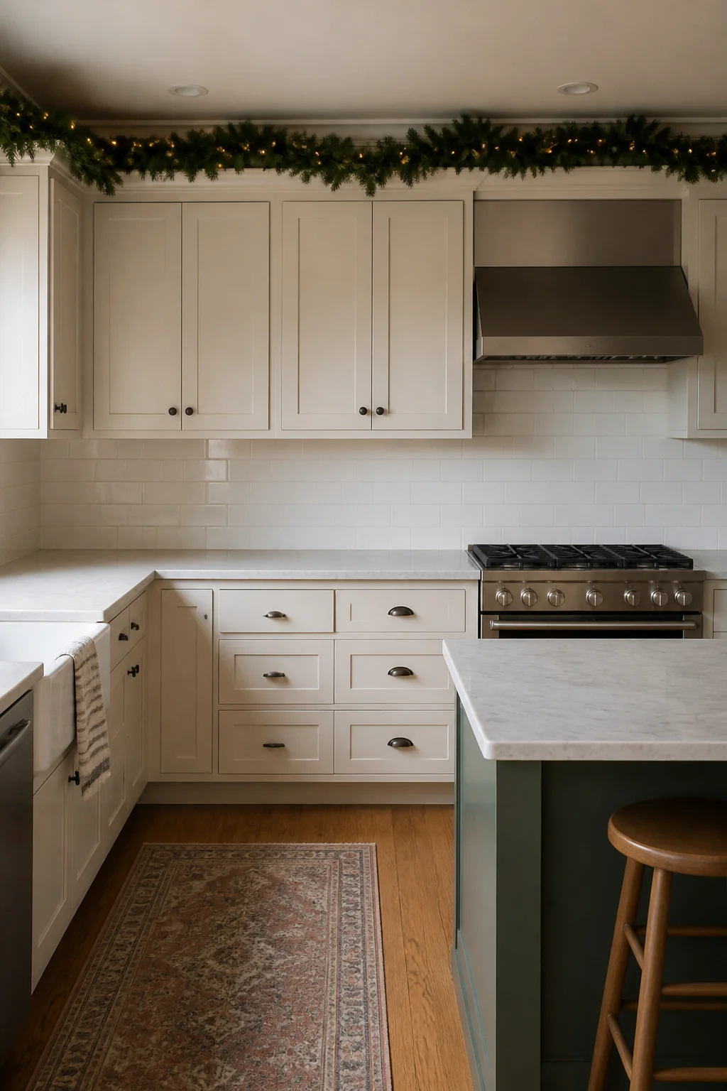 Garland Above the Cabinets Does More Than Anything on the Counter