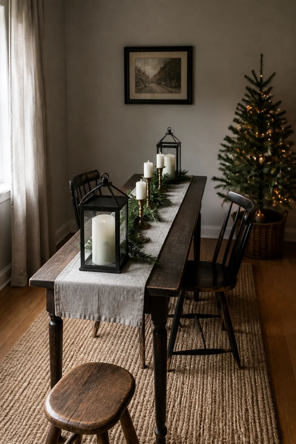 Anchor both ends of a narrow table with lanterns