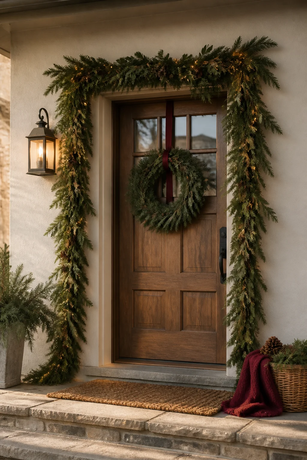 Frame the front door with a garland outline