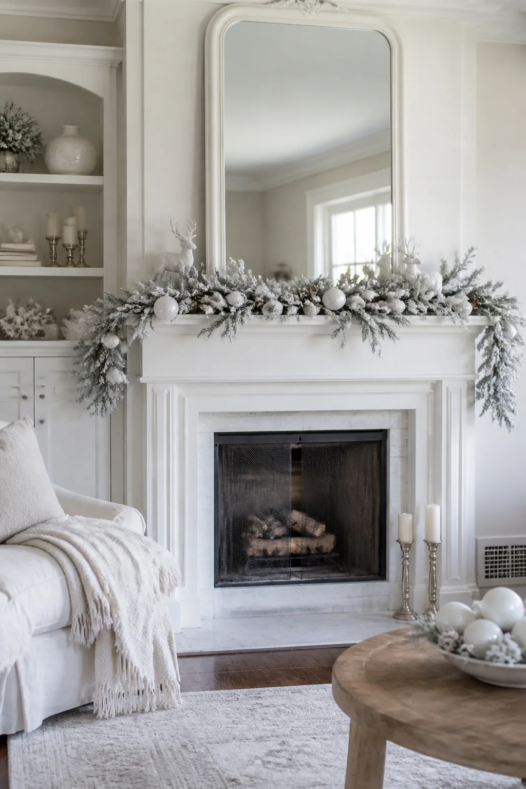 All white with frosted branches
