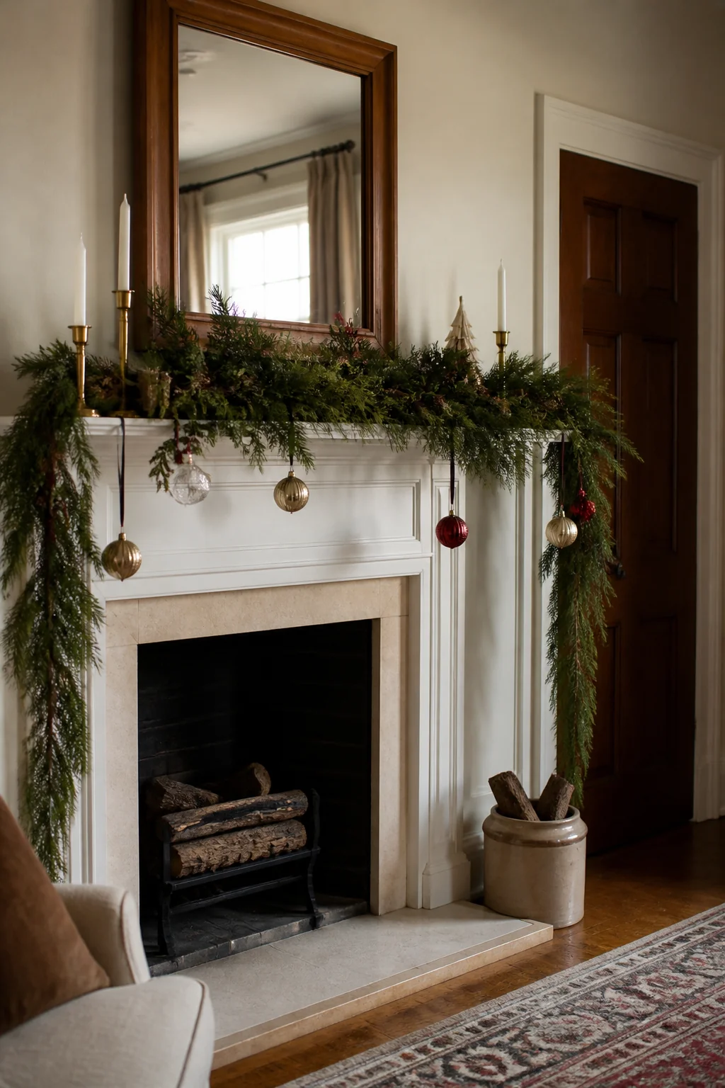 Hanging ornaments from the garland tails