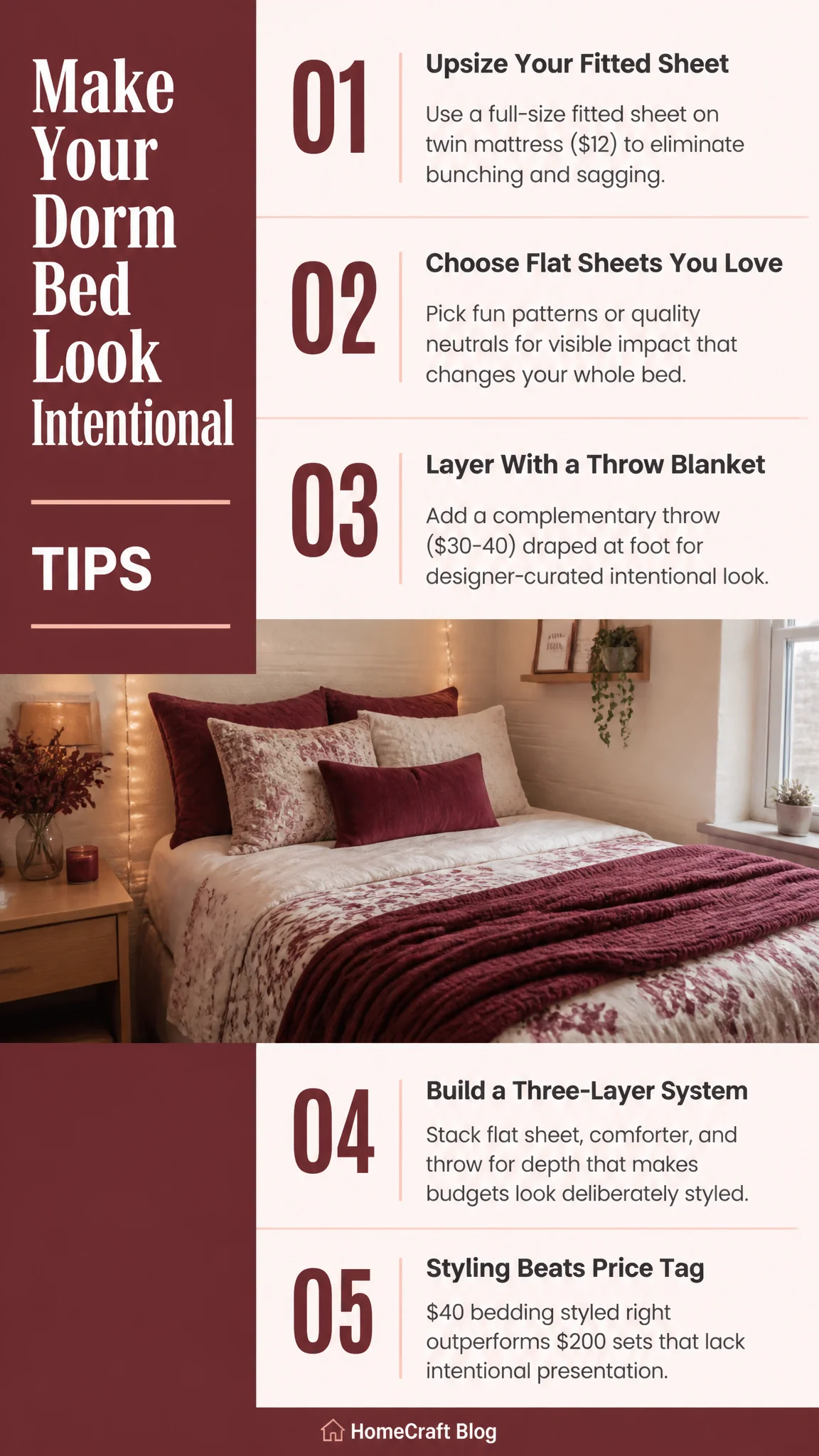 Infographic summary of Why Your Dorm Bedding Feels Cheap (Even When It Isn't)