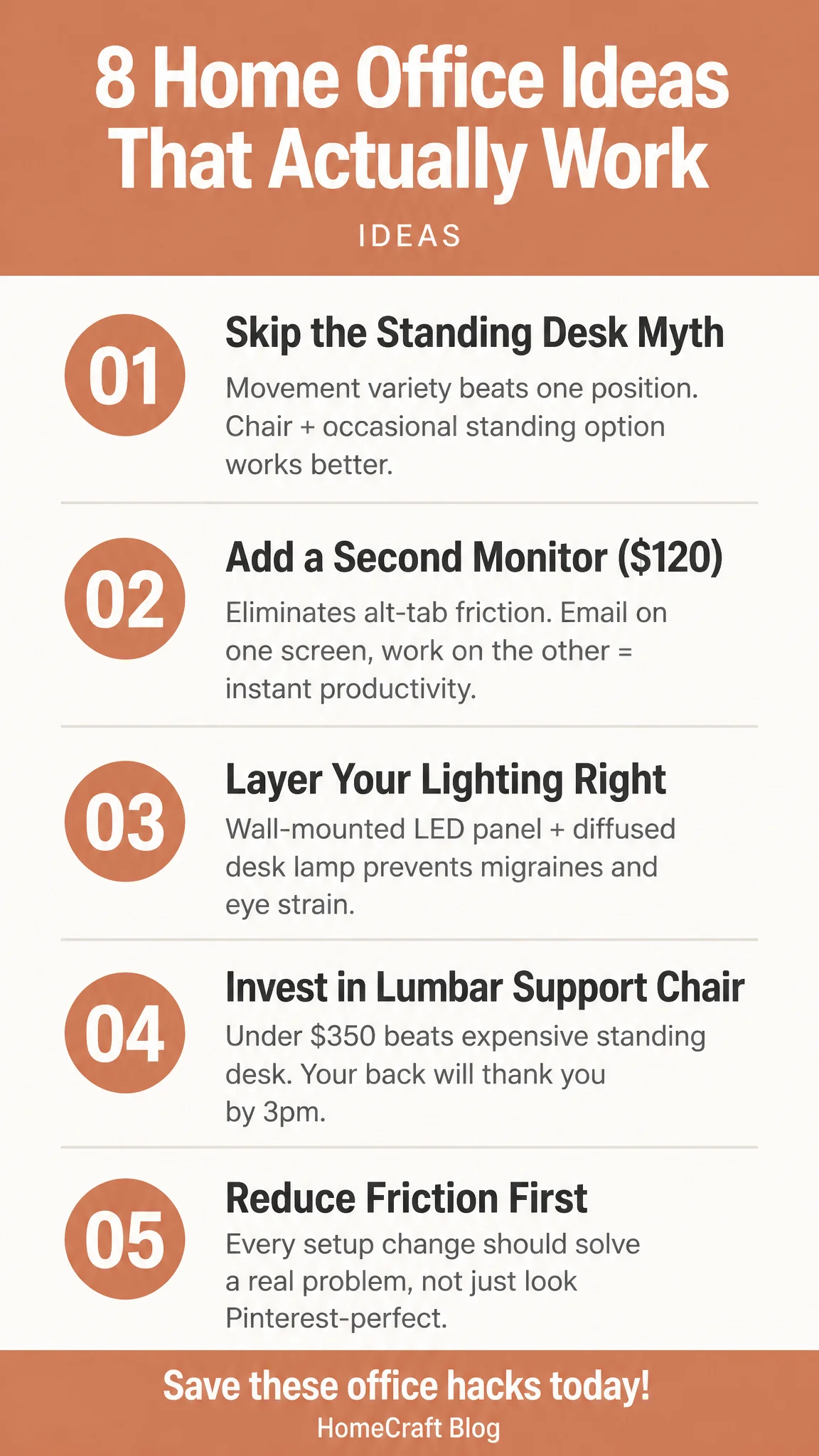Infographic summary of 8 Home Office Ideas That Earn Their Space