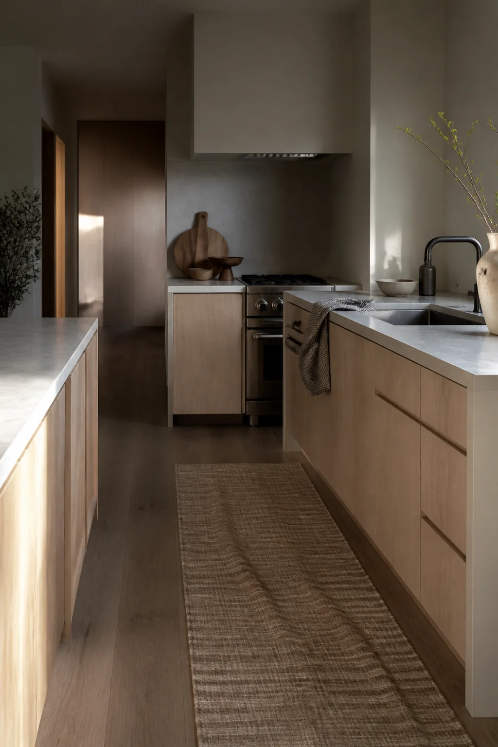 Use a runner at the sink that picks up the grain