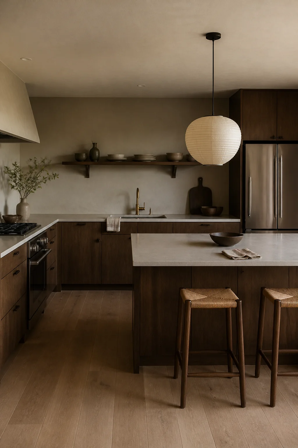 Hang a single pendant over the island at the right height