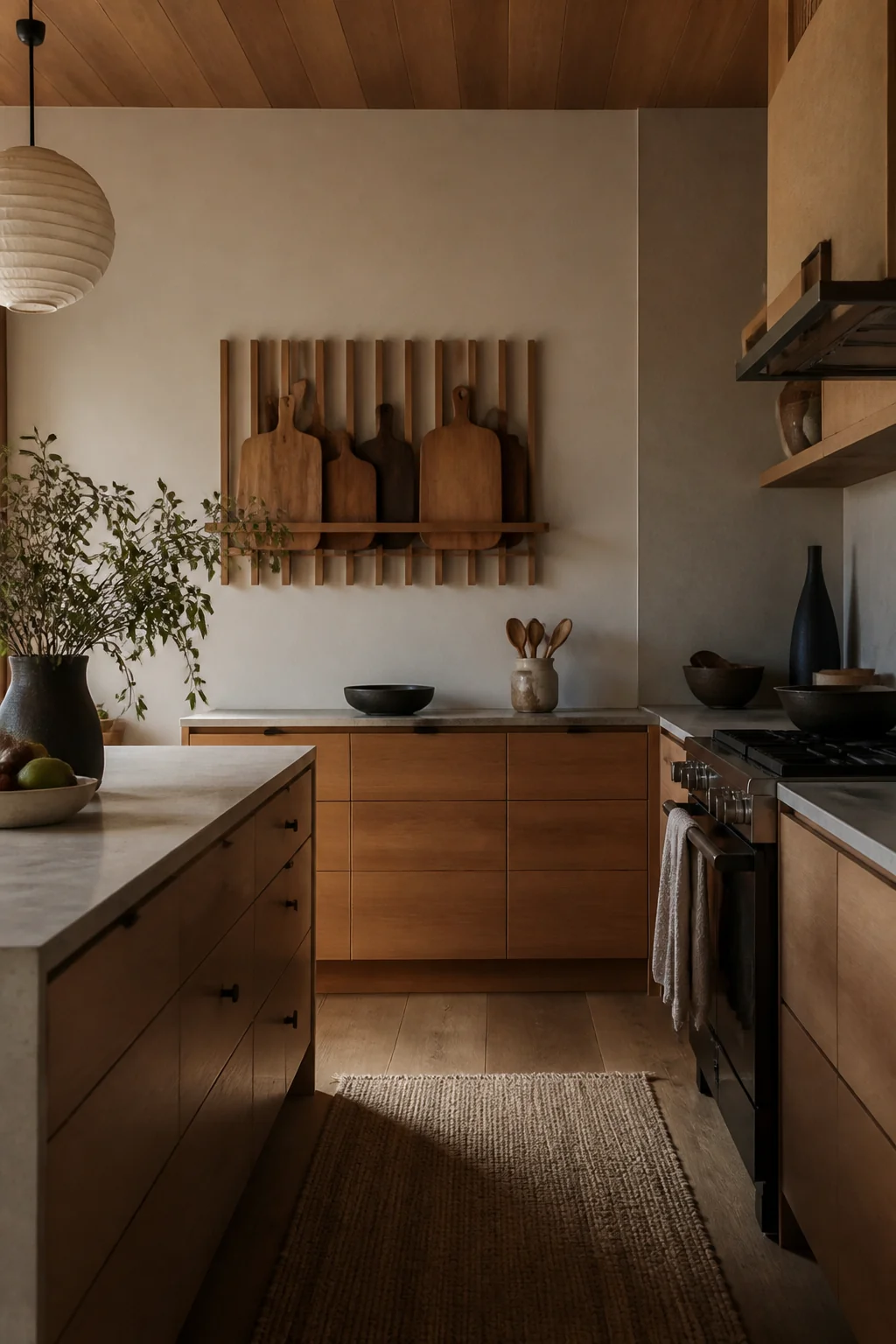 Store cutting boards on a slatted wall rack