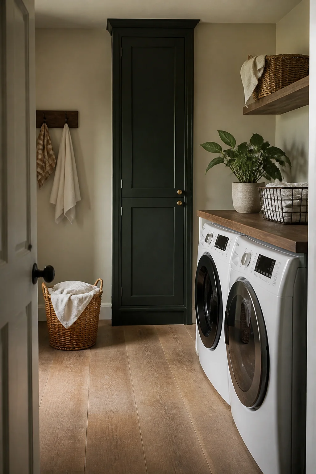 One cabinet in a statement finish makes the room feel designed