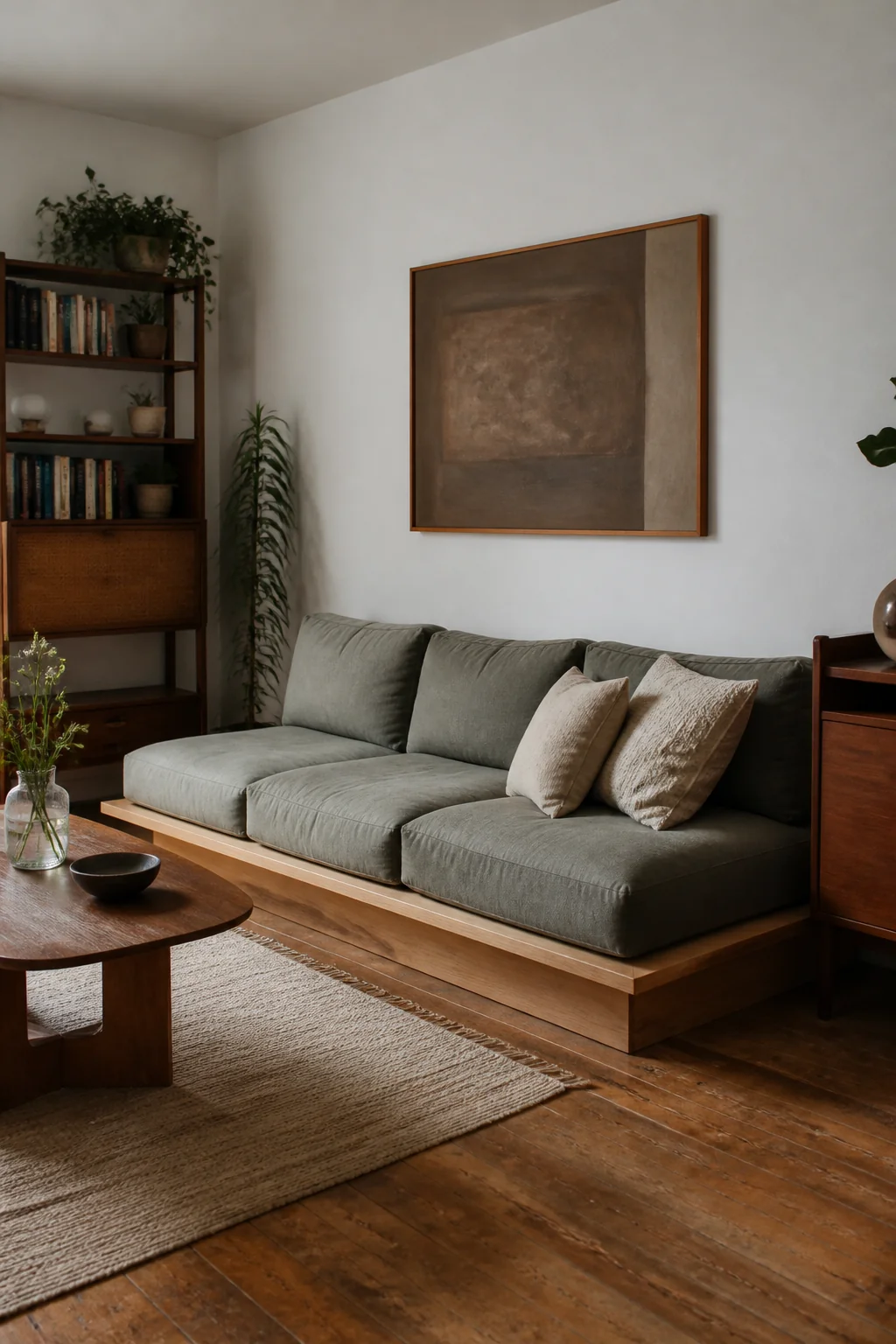 Put a low sofa on a plywood base