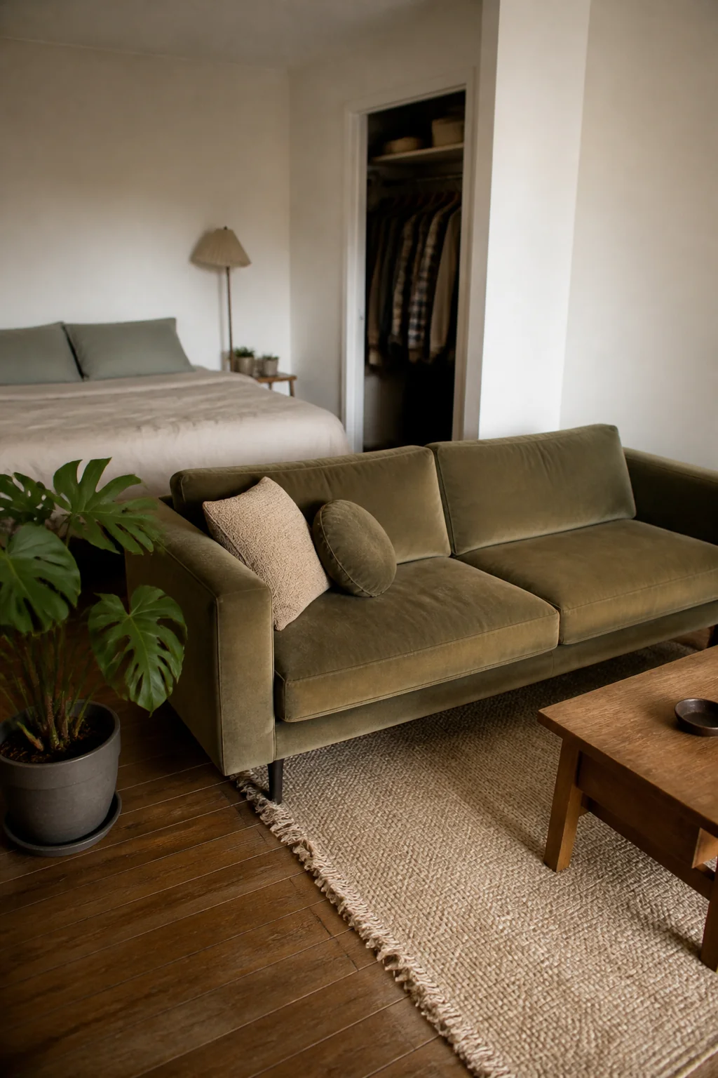 Float the sofa to make a room inside the room