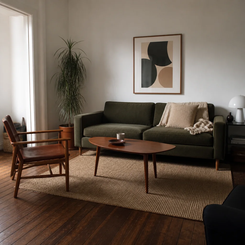 Use a rug sized to hold the furniture together