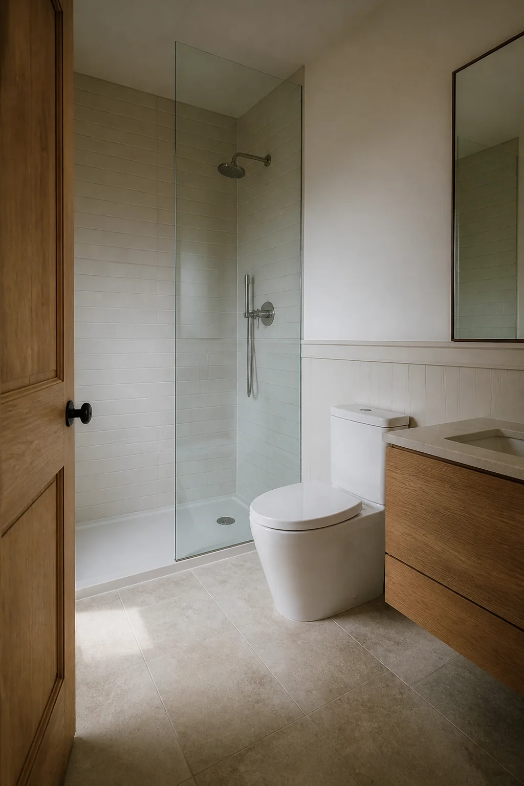 Swap the curtain for a clear glass panel
