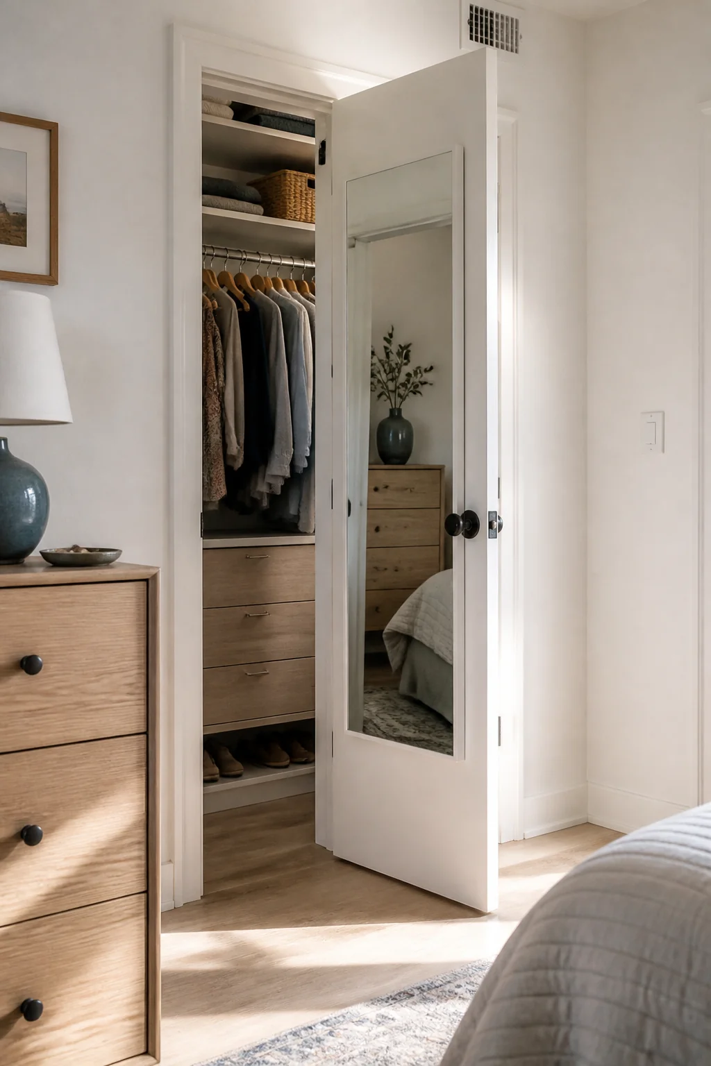 A mirror inside the door
