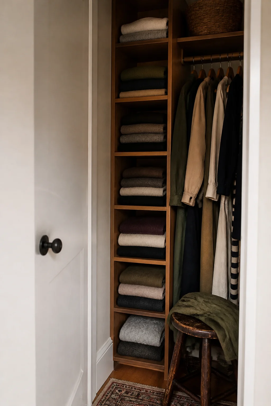 Tall cubby tower for folded knits