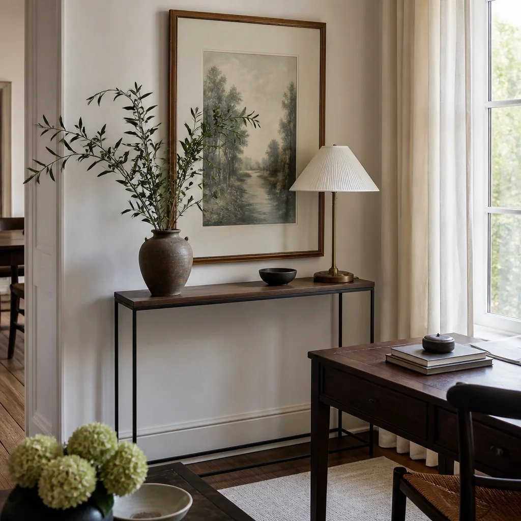 A small console table works here, if it's thin enough